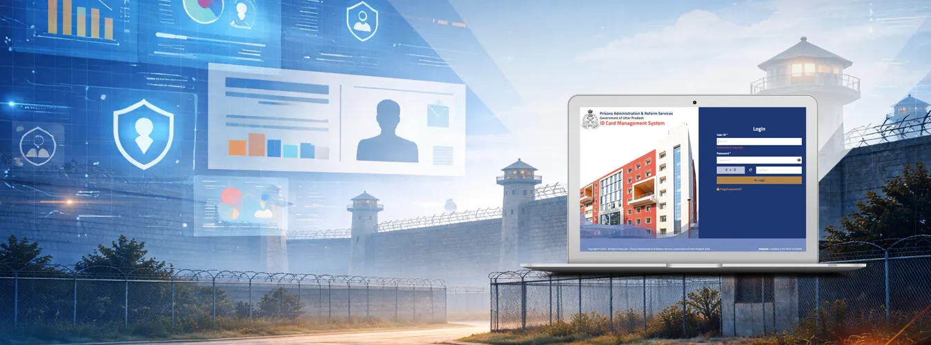 Built for the Prisons Administration and Reform Services, Uttar Pradesh, our ID Card Management System enforces role-based access control, standardizes master data across all prison units, and enables bulk ID generation with real-time MIS dashboards. Multi-level verification workflows ensure only authenticated records proceed. Here we see how governance is strengthened.